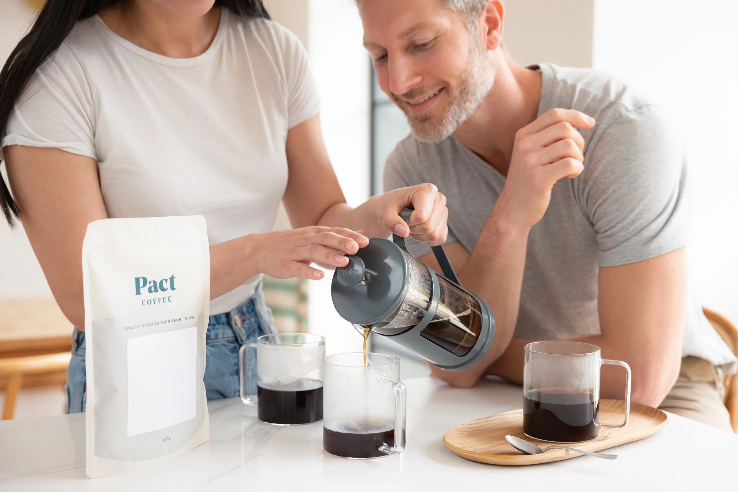 Pact Coffee packaging product photography
