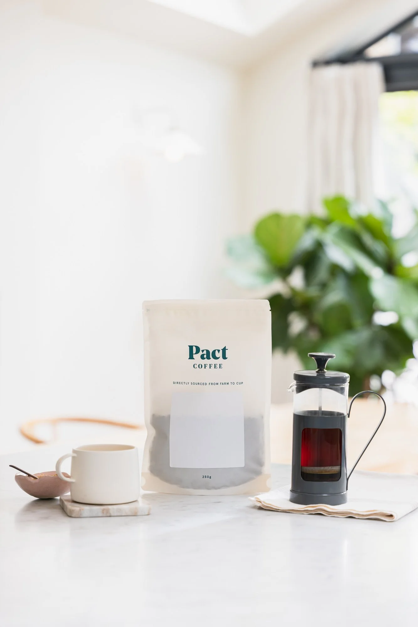 Pact Coffee coffee bag packaging photography