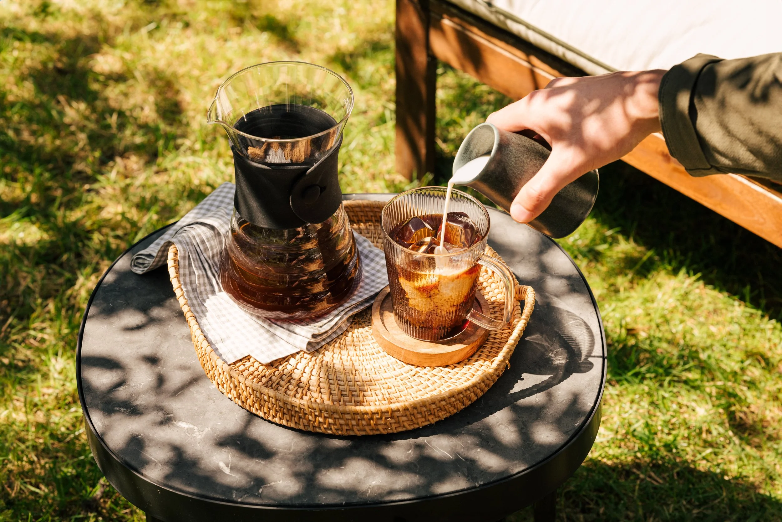 Pact Coffee summer drinks outdoor lifestyle campaign photography