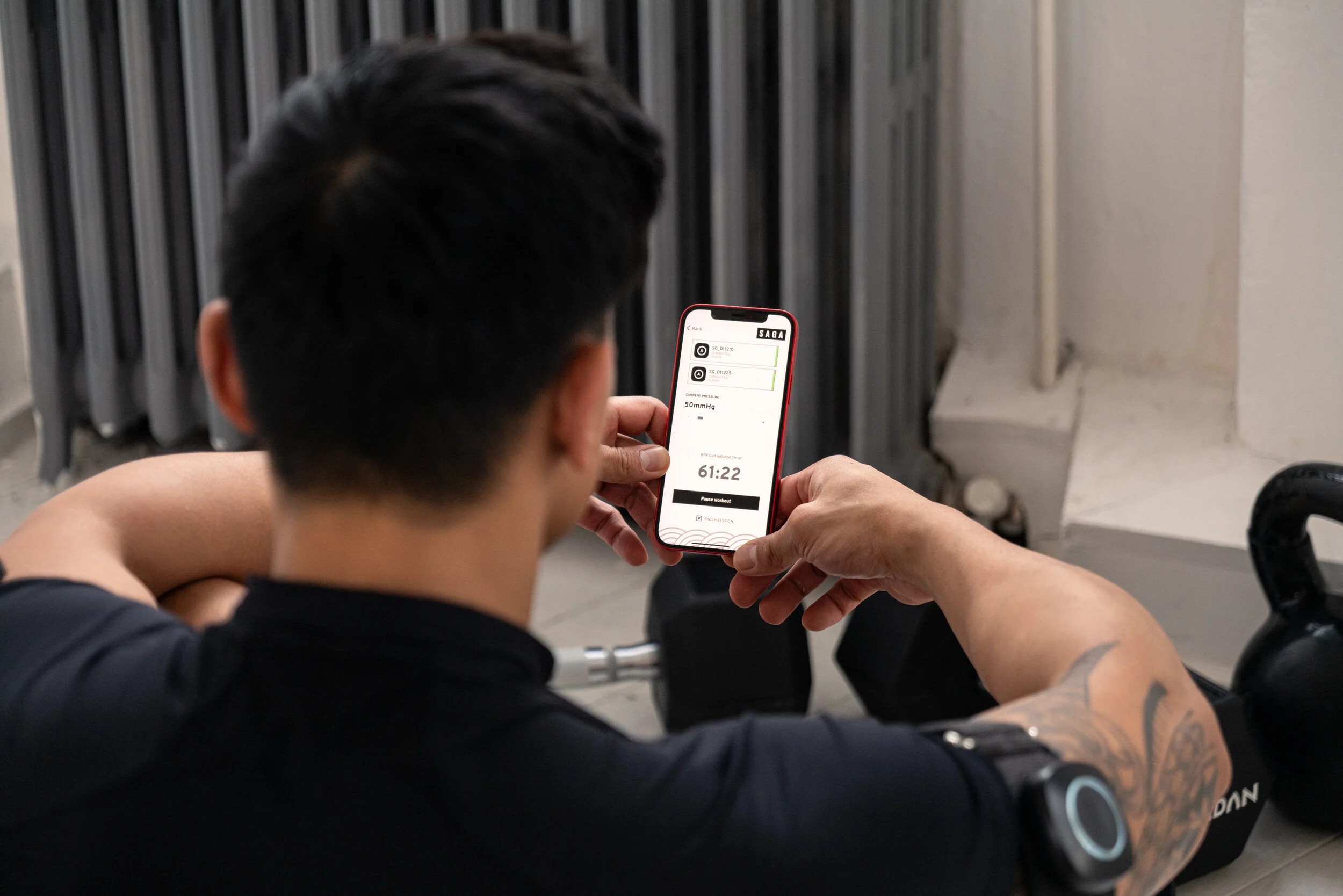 SAGA Fitness BFR cuffs fitness workout photography